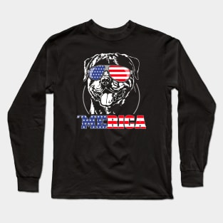 Proud Rottweiler American Flag Merica dog Long Sleeve T-Shirt